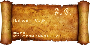 Hatvani Vajk névjegykártya